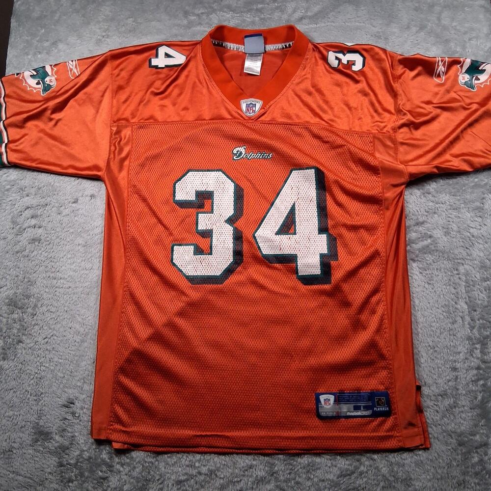 VINTAGE Miami Dolphins Jersey Mens Large NFL Football Ricky Williams 34 Reebok